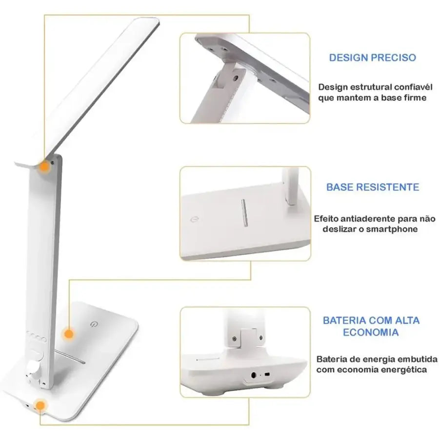 Abajur Touch Multifuncional Ajustável USB