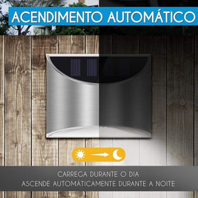 Luminária Para Jardim Wall Led com Painel Solar e Sensor de Movimento- 2 Unidades