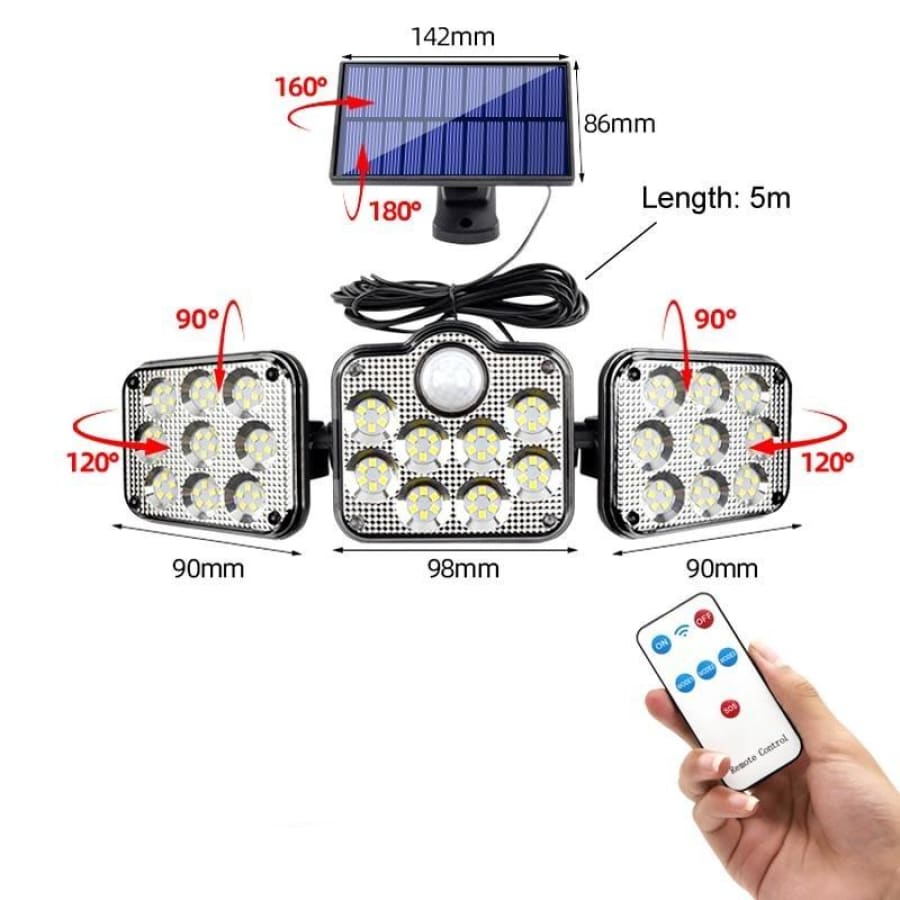 Refletor de LED Energia Solar 3 painéis